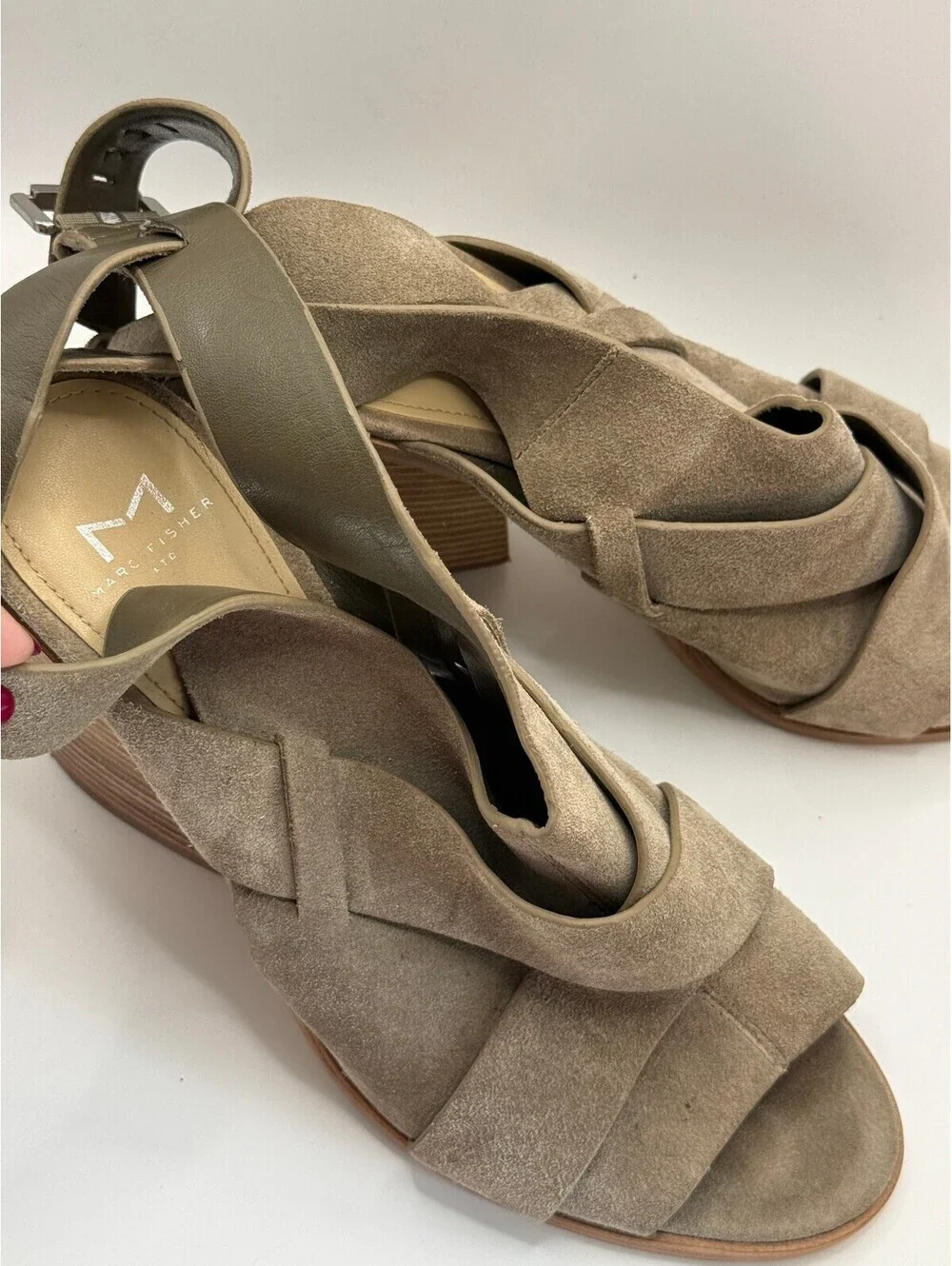 Marc Fisher Valen Suede Peep Toe Sandals - Women's 9